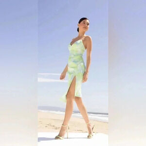 Lulus Green Floral Jacquard Midi Dress